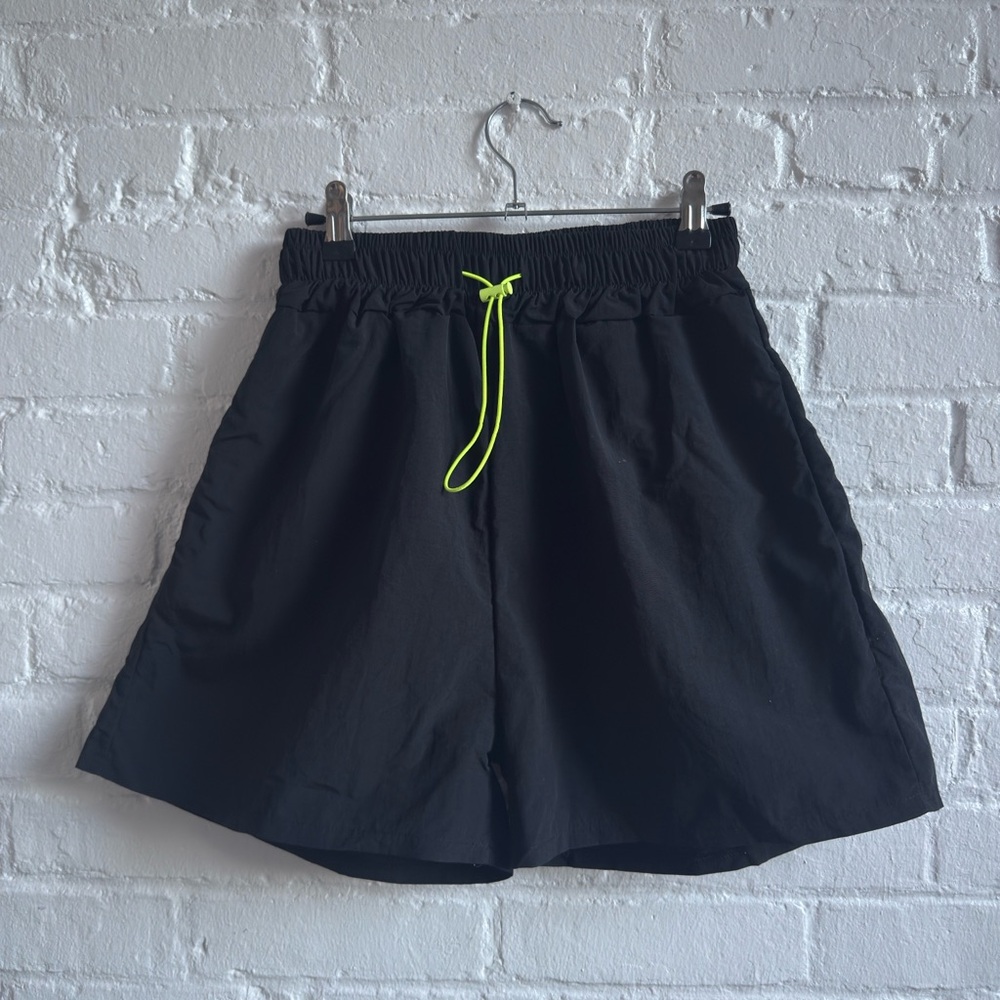 OAK + FORT Black Athletic Shorts with Neon Detail